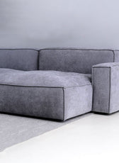 Plufflair L-shape Velvet Grey Sofa - Cotton Home