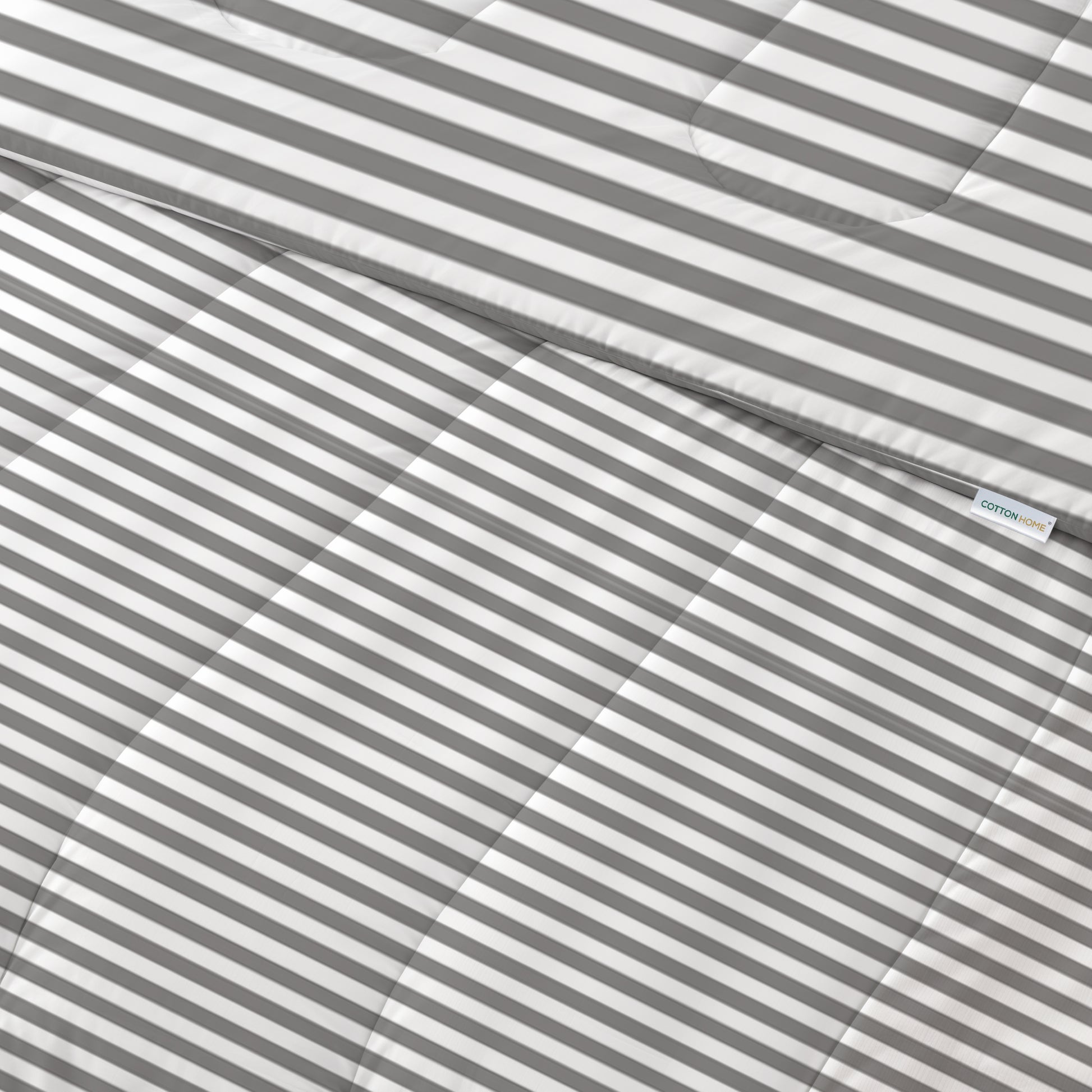 Premium Cotton 4PC Bedding Set Kids Comforter Set 160x220cm Grey Stripe