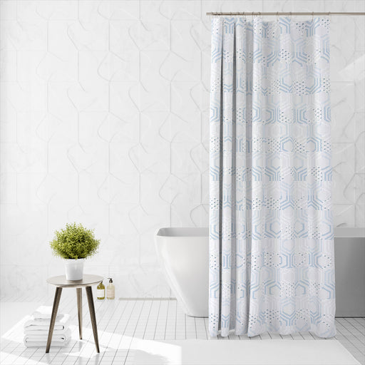 Shower Curtain Printed Fabric with Hooks 180x180 Cm - Treliss - Cotton Home