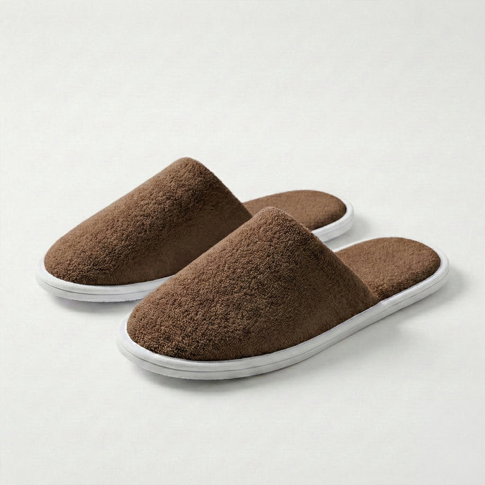 Turkish Luxury Spa Slippers for Men and Women Pack of 2 set  – Soft Lightweight Wood Brown