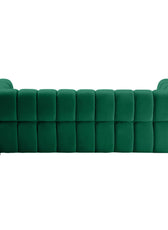 Gwen 3 Seater Sofa - Luxurious Emerald Green Velvet Upholstery - Spacious L231cm x W89cm x H75cm - Cotton Home