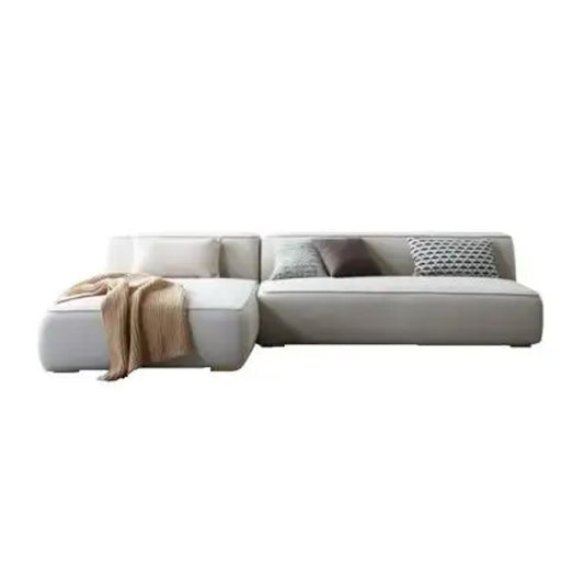 Comfort Max L-Shaped 4 Seater Sofa Velvet Fabric - Light Beige -  L290cm x W178cm x H70cm - Cotton Home