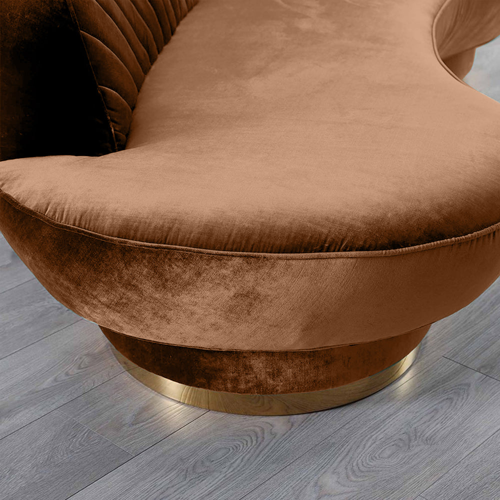 Northpol 3 Seater Sofa Velvet Fabric - Golden - L242cm x W100cm X H78cm - Cotton Home