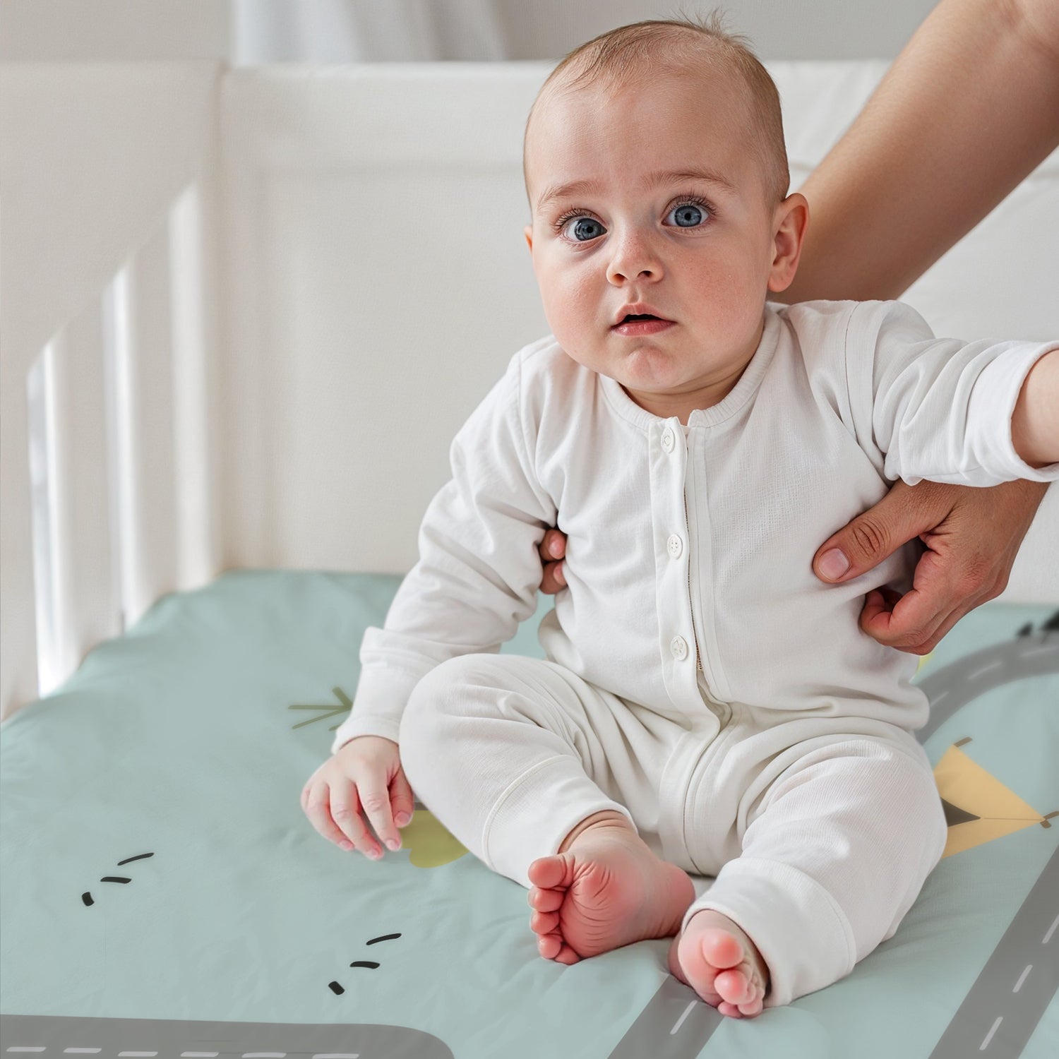 Premium Cotton 3-Piece Baby Crib Bedding Set (120x60 cm) Fitted Baby Mattress Sheets and Protector Dream Home