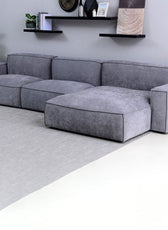 Plufflair L-shape Velvet Grey Sofa - Cotton Home
