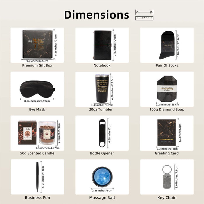 Bath Gift Box Set – Luxe Black Spa Care Package with 12 Relaxing Self-Care Items for Women, Mom, Wife, Sister, Friends