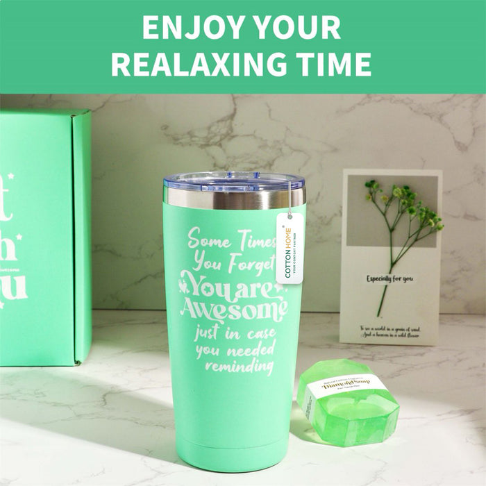 Bath Gift Box Set – Luxe Green Spa Care Package with 10 Relaxing Self-Care Items for Women, Mom, Wife, Sister, Friends