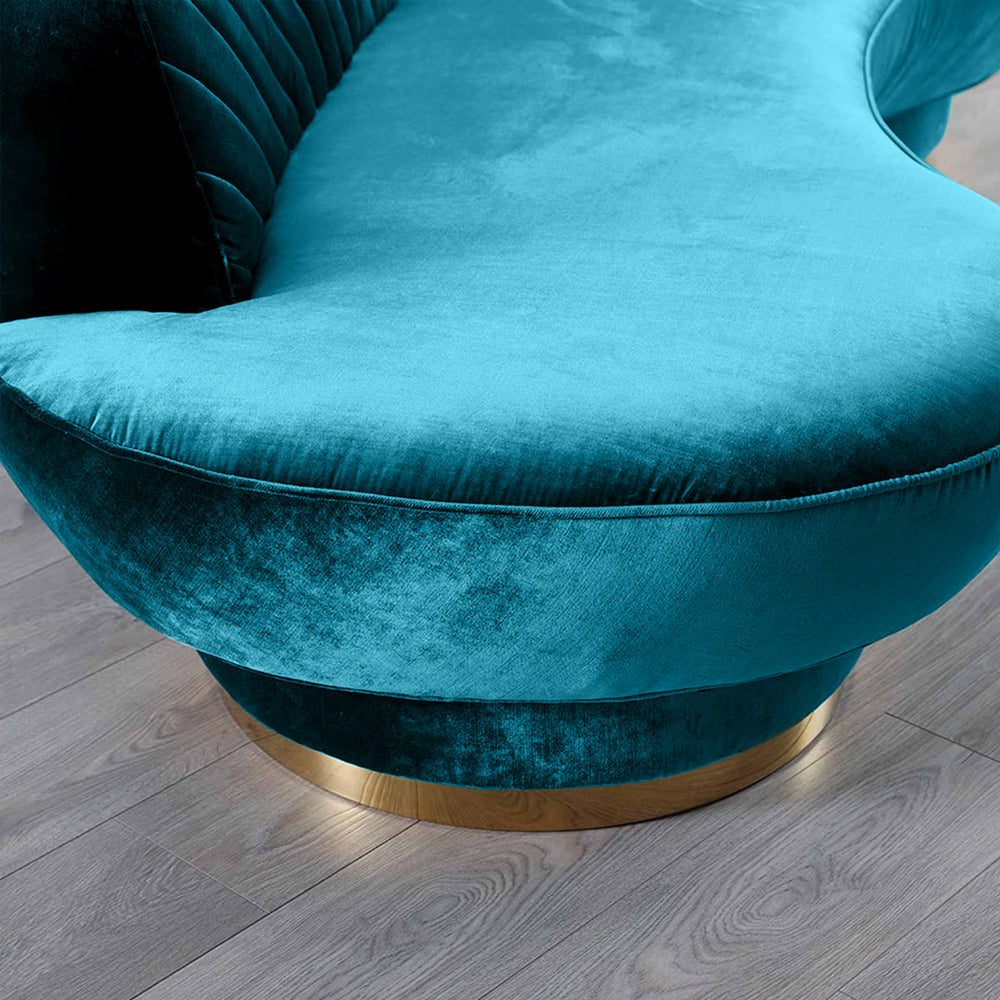 Northpol 3 Seater Velvet Sofa in Blue - Elegant Comfort 242cm x 100cm x 78cm - Cotton Home