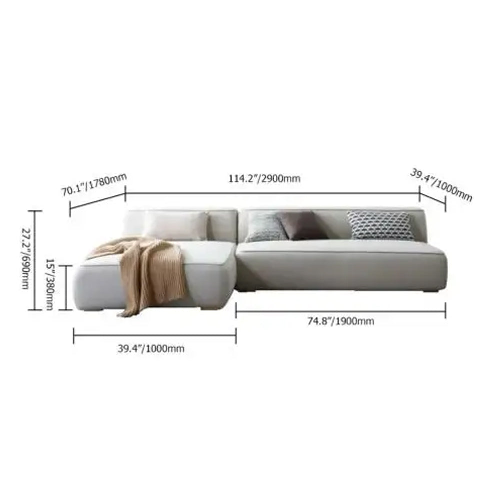 Comfort Max L-Shaped 4 Seater Sofa Velvet Fabric - Light Beige -  L290cm x W178cm x H70cm - Cotton Home
