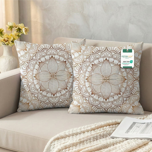 Cotton Decorative Throw Pillows Pack of 2 - 45x45 cm Square, Pattern