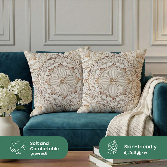 Cotton Decorative Throw Pillows Pack of 2 - 45x45 cm Square, Pattern