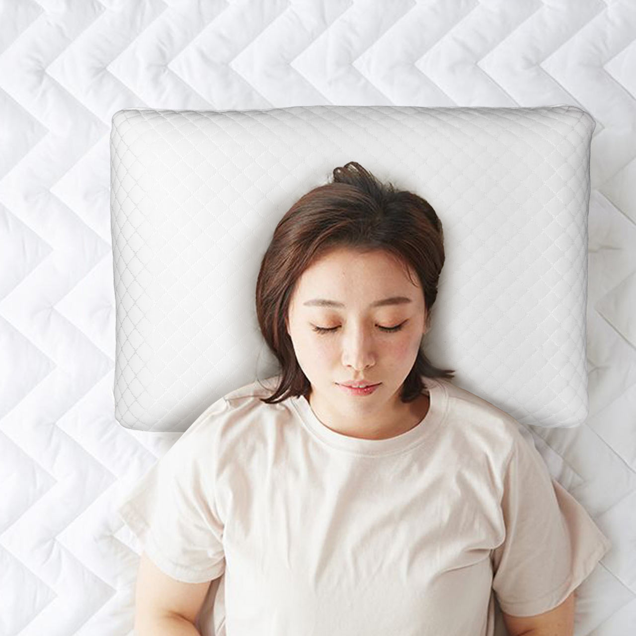 Breathable Memory Foam Pillow 40x60x13cm with Removable Cover - White - Cotton Home