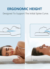 Breathable Memory Foam Pillow 40x60x13cm with Removable Cover - White - Cotton Home