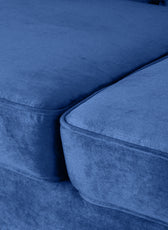 Nova 3-Seater Velvet Sofa with Square Arms – L220cm x W60cm x H85cm, Blue Comfortable & Stylish Sofa for Living Room - Cotton Home