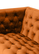 Ector 3-Seater Velvet Tuxedo Arm Sofa - Luxurious Rust Upholstery L220cm x H86cm x W78cm - Cotton Home