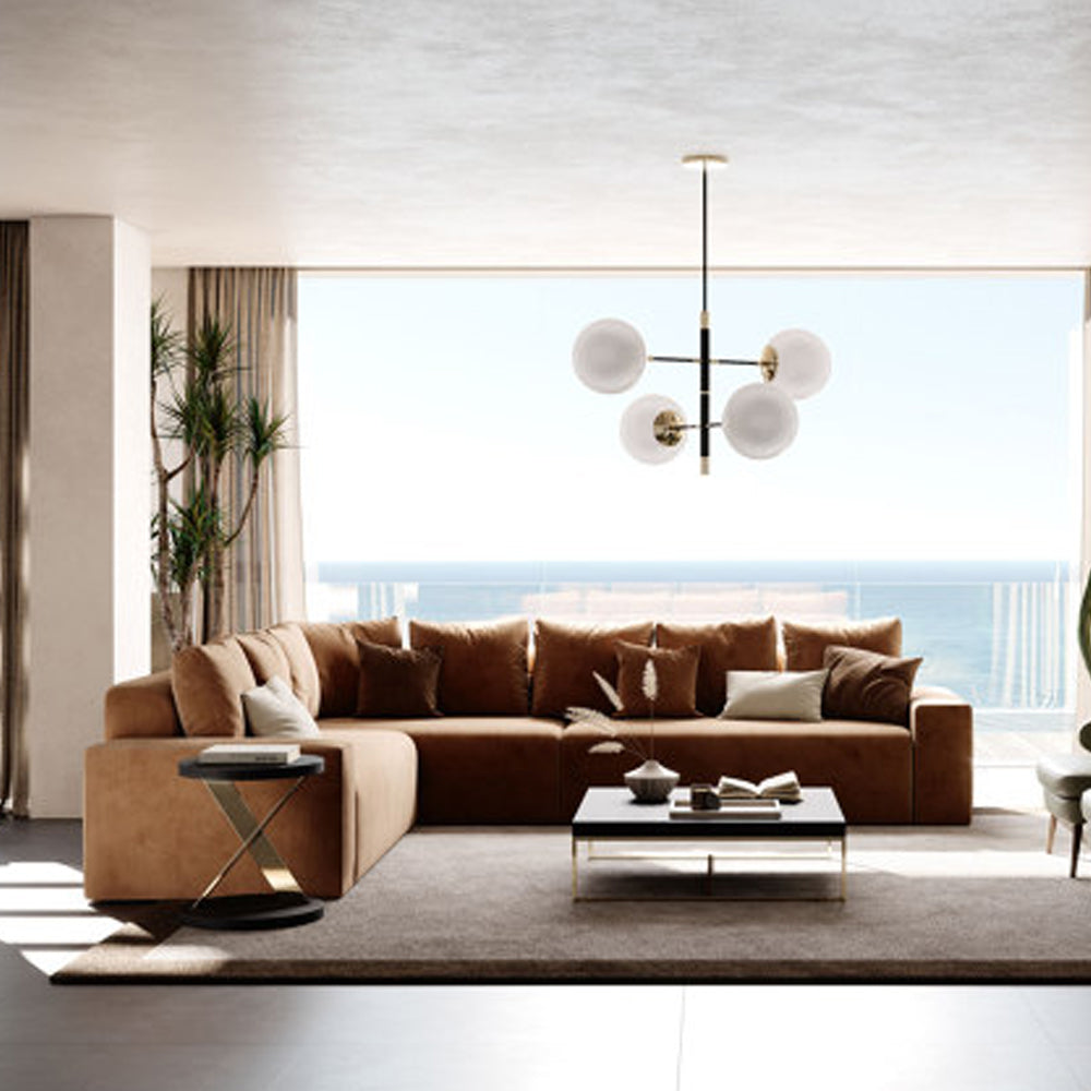 Harmony Haven 4 Seater Sofa in Luxurious Brown Velvet – L350cm x W180cm x H75cm Stylish, Comfortable, and Durable Sofa for Elegant Living Spaces - Cotton Home