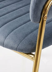 Luxury Grey Velvet Dining Chair with Gold Stainless Steel Legs 75 x 55 x 52 cm