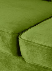 Nova 3-Seater Velvet Sofa with Square Arms – L220cm x W60cm x H85cm, Green Comfortable & Stylish Sofa for Living Room - Cotton Home