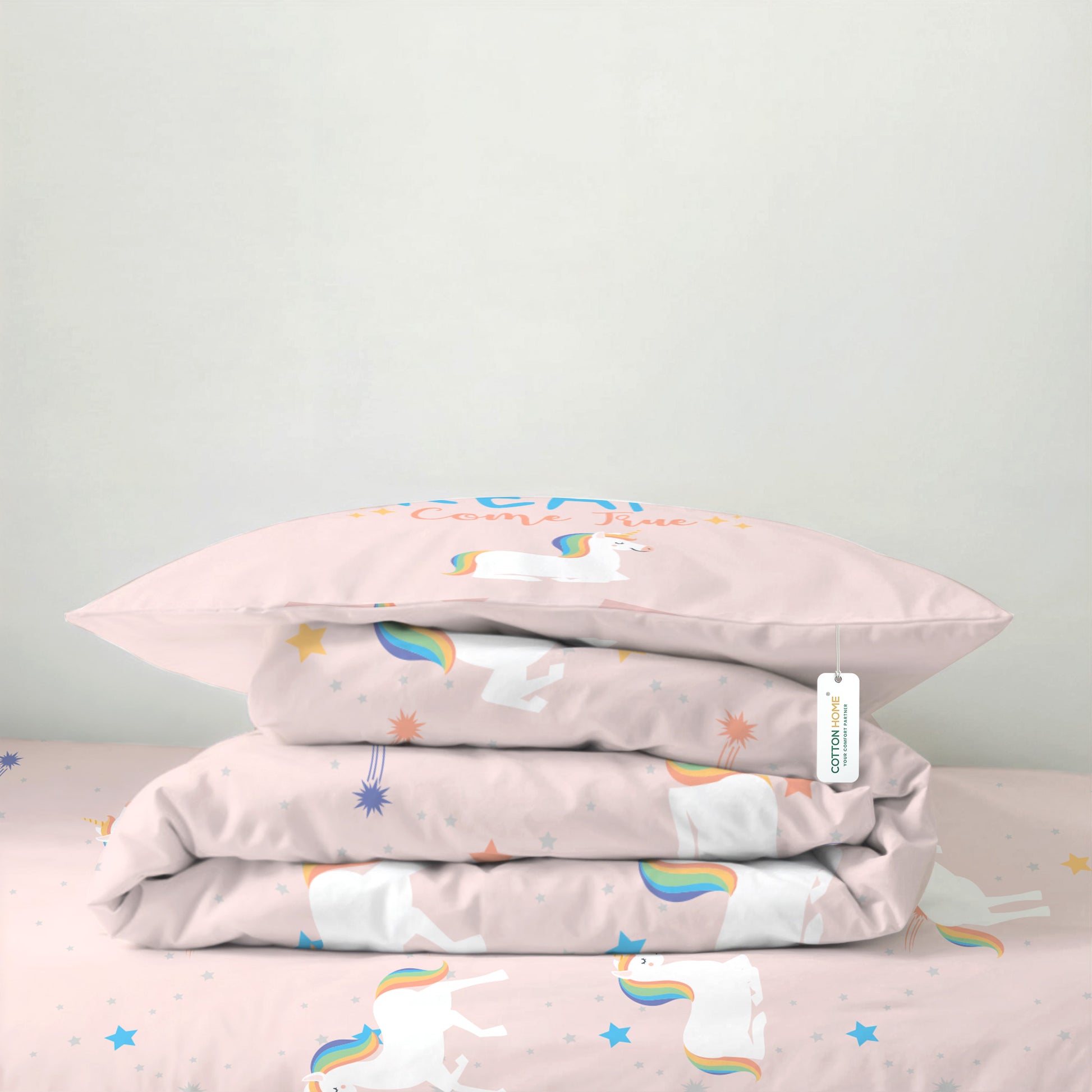 Premium Cotton 3PC Bedding Set Kids Comforter Set 135x220cm Unicorn