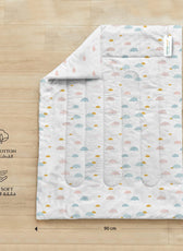 3Piece Baby Crib Comforter Set 90x120 Cotton Comforter, Filled Pillow & Pillow Cover – Pastel Clouds