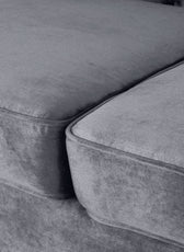 Nova 3-Seater Velvet Sofa with Square Arms – L220cm x W60cm x H85cm, Grey Comfortable & Stylish Sofa for Living Room - Cotton Home