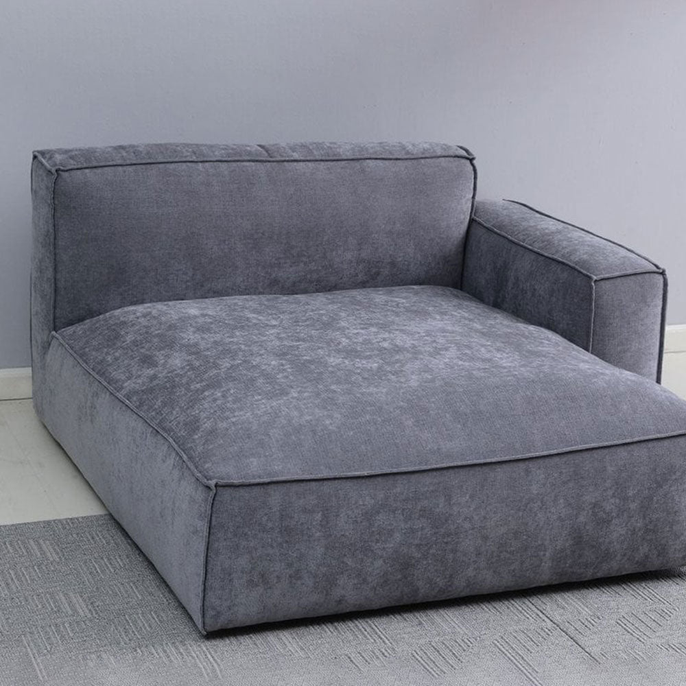 Plufflair L-shape Velvet Grey Sofa - Cotton Home