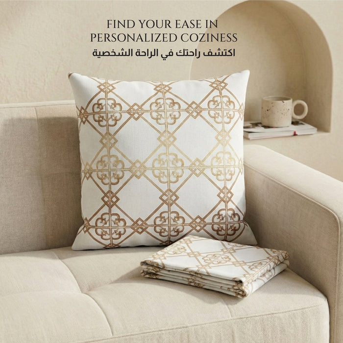 Cotton Decorative Throw Pillows Pack of 2  - 45x45 cm Square, Box design
