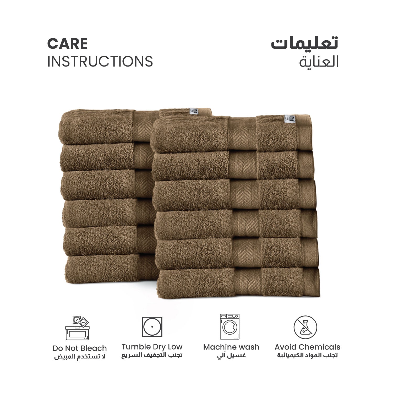 Cotton Face Towel 30x30 CM 12 Piece Set-Soft Feel, Quick Dry, Highly Absorbent Durable Towels - Cotton Home