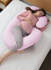 Four Seasons Pregnancy Pillow J Shaped Full Body Maternity Pillow 80x130cm Pink - Cotton Home