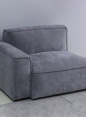 Plufflair L-shape Velvet Grey Sofa - Cotton Home