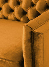 Nova 3-Seater Velvet Sofa with Square Arms – L220cm x W60cm x H85cm, Gold Comfortable & Stylish Sofa for Living Room - Cotton Home