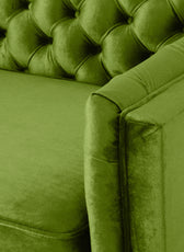 Nova 3-Seater Velvet Sofa with Square Arms – L220cm x W60cm x H85cm, Green Comfortable & Stylish Sofa for Living Room - Cotton Home