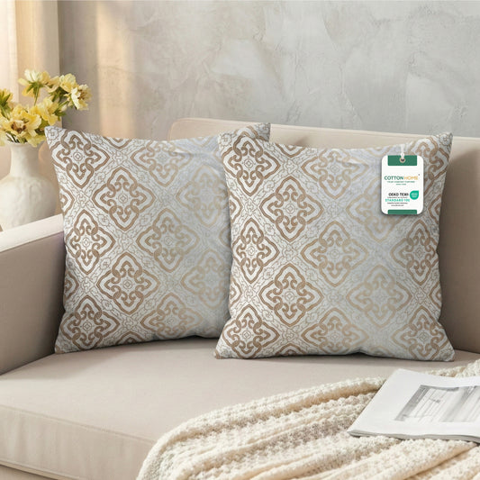 Cotton Decorative Throw Pillows Pack of 2 - 45x45 cm Square