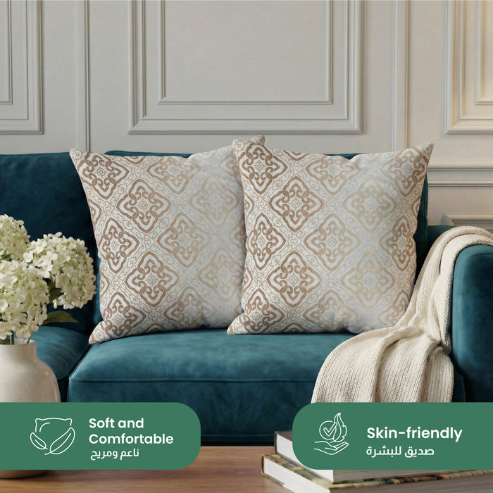 Cotton Decorative Throw Pillows Pack of 2 - 45x45 cm Square