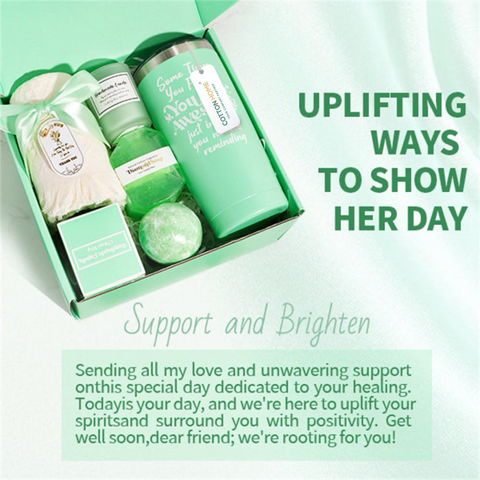 Bath Gift Box Set – Luxe Green Spa Care Package with 10 Relaxing Self-Care Items for Women, Mom, Wife, Sister, Friends