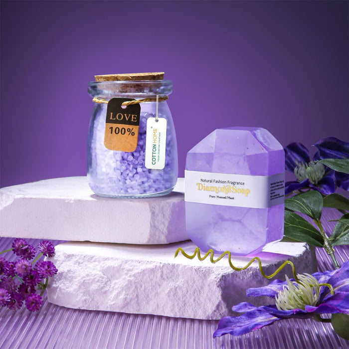 Bath Gift Box Set – Luxe Violet Spa Care Package with 9 Relaxing Self-Care Items for Women, Mom, Wife, Sister, Friends