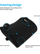 Ergonomic Spine Memory Foam Lumbar Support Pillow for Posture & Back Pain Relief – 32x32x10cm