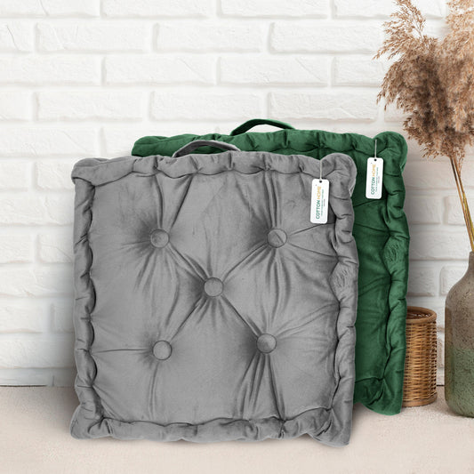 Serenity Velvet Multipurpose Seat Cushion 40x40cm  Pack of 2  Square Shape Seating - Cotton Home