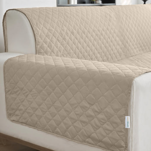 Ultimate Sofa Protector 1 Seater: Water Resistant Sofa Couch Cover for Ultimate Comfort |  Furniture Protector for Pets Kids - Beige - Cotton Home