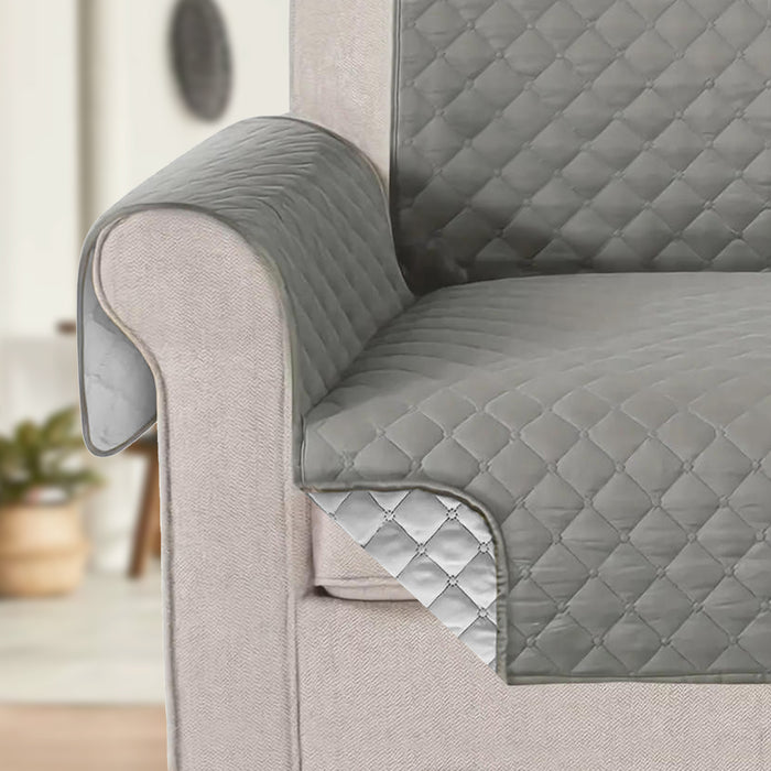 Ultimate Sofa Protector 1 Seater: Water Resistant Sofa Couch Cover for Ultimate Comfort |  Furniture Protector for Pets Kids - Silver - Cotton Home