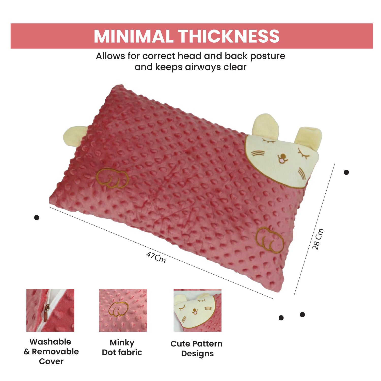 Skin Friendly Velvet Kids Pillow Pink