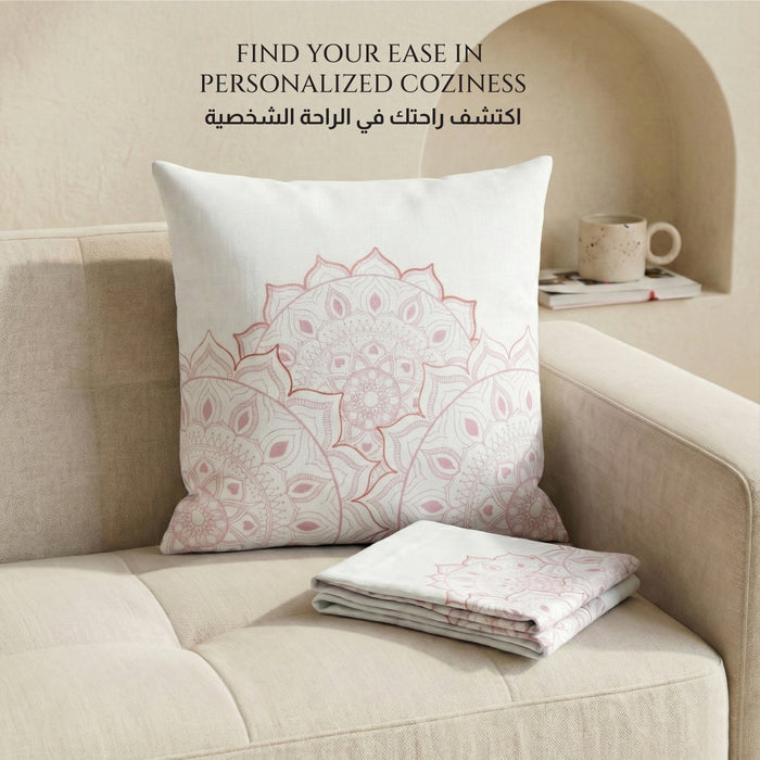 Cotton Decorative Throw Pillows Pack of 2 - 45x45 cm Square, Arabic Design