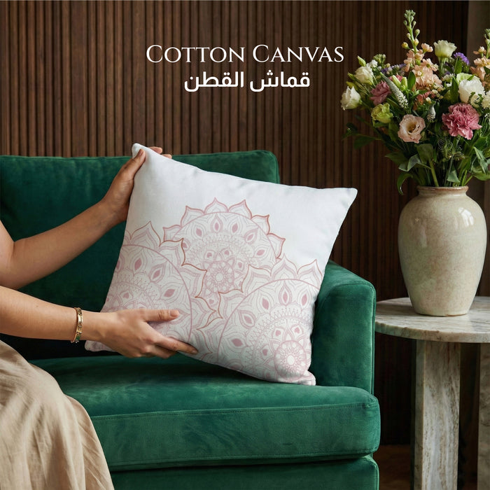Cotton Decorative Throw Pillows Pack of 2 - 45x45 cm Square, Arabic Design
