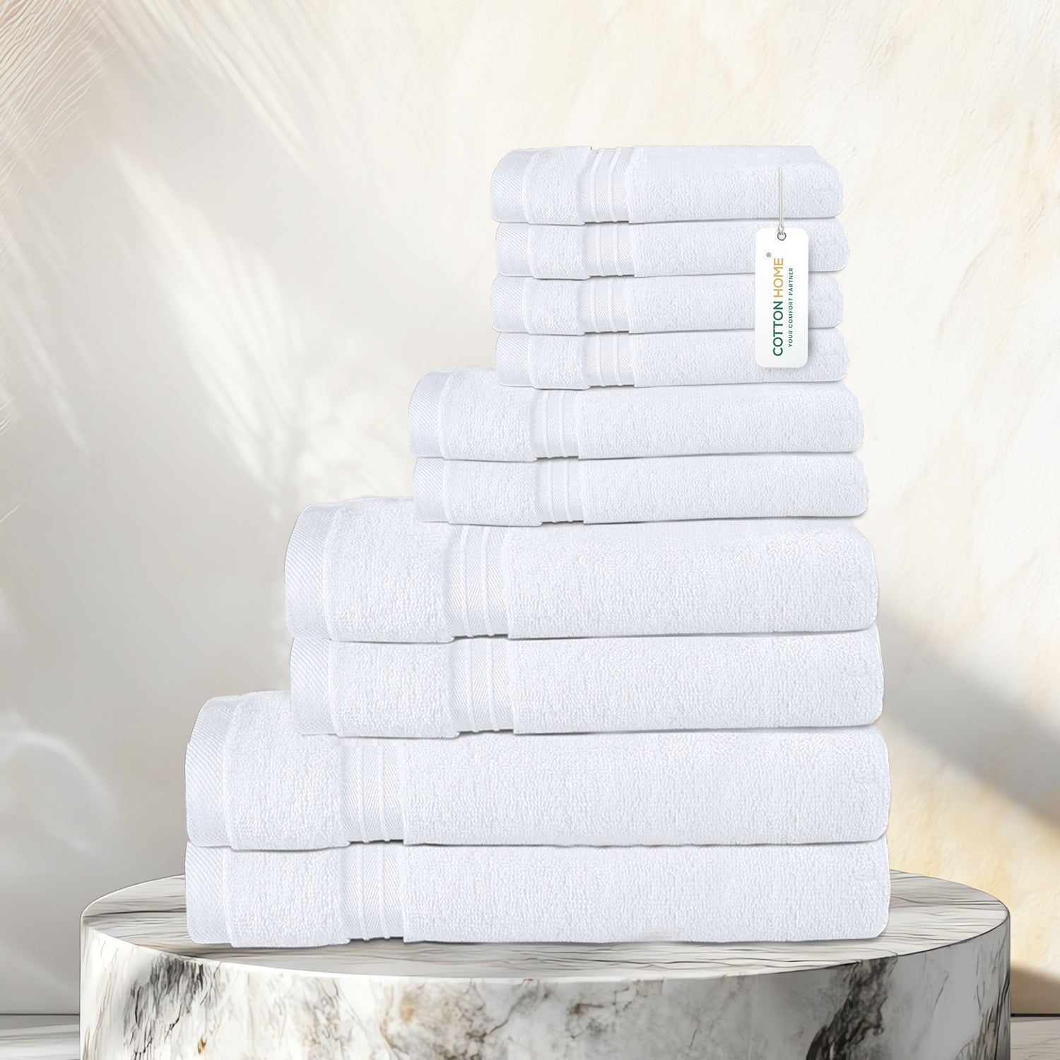 Cotton Towels 10 Piece Set-Soft Feel, Quick Dry, Highly Absorbent Durable Towels