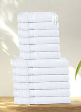 Cotton Face Towel and Hand Towel 12 Piece Set-Soft Feel, Quick Dry, Highly Absorbent Durable Towels - Cotton Home