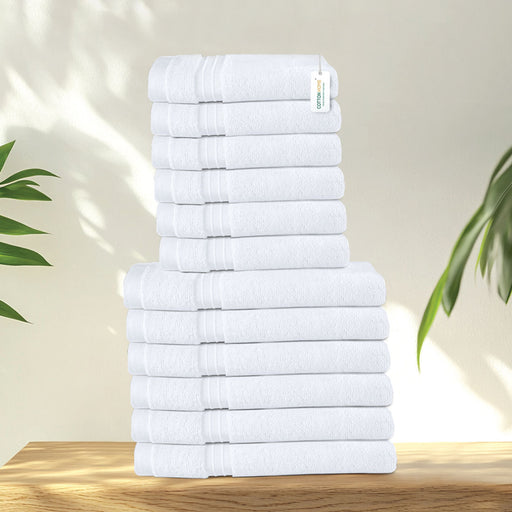 Cotton Face Towel and Hand Towel 12 Piece Set-Soft Feel, Quick Dry, Highly Absorbent Durable Towels - Cotton Home