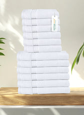 Cotton Face Towel and Hand Towel 12 Piece Set-Soft Feel, Quick Dry, Highly Absorbent Durable Towels