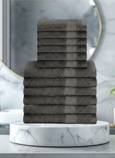 Cotton Face Towel and Hand Towel 12 Piece Set-Soft Feel, Quick Dry, Highly Absorbent Durable Towels