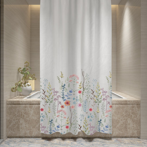 Shower Curtain Printed Fabric with Hooks 180x180 Cm - Amy - Cotton Home