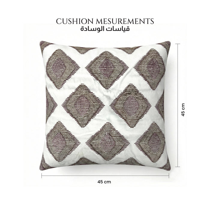 Embroidered Cotton Decorative Throw Pillows Pack of 2 - 45x45 cm Brown Rhombus